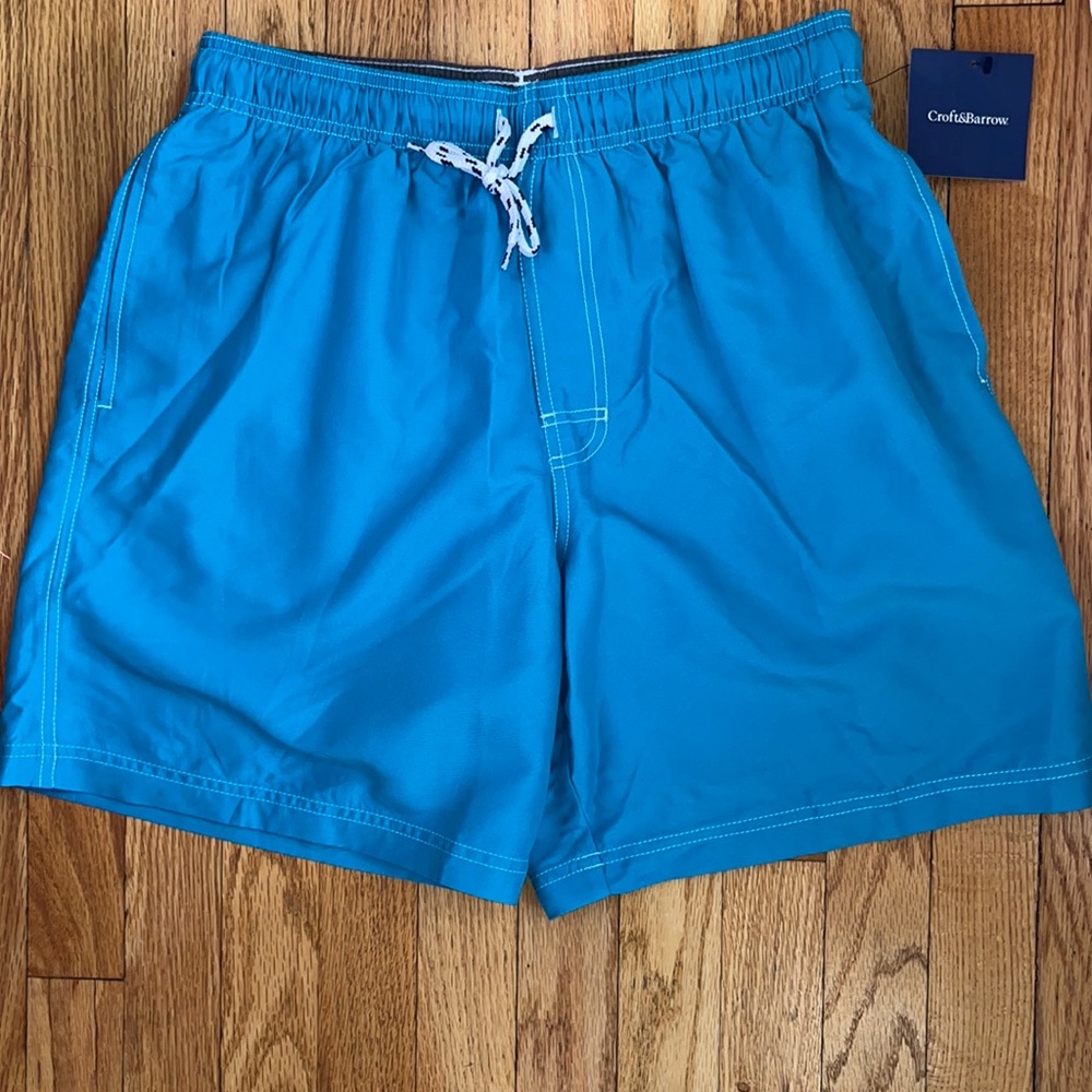 Croft & Barrow Ligth blue swim trunks medium Nwt